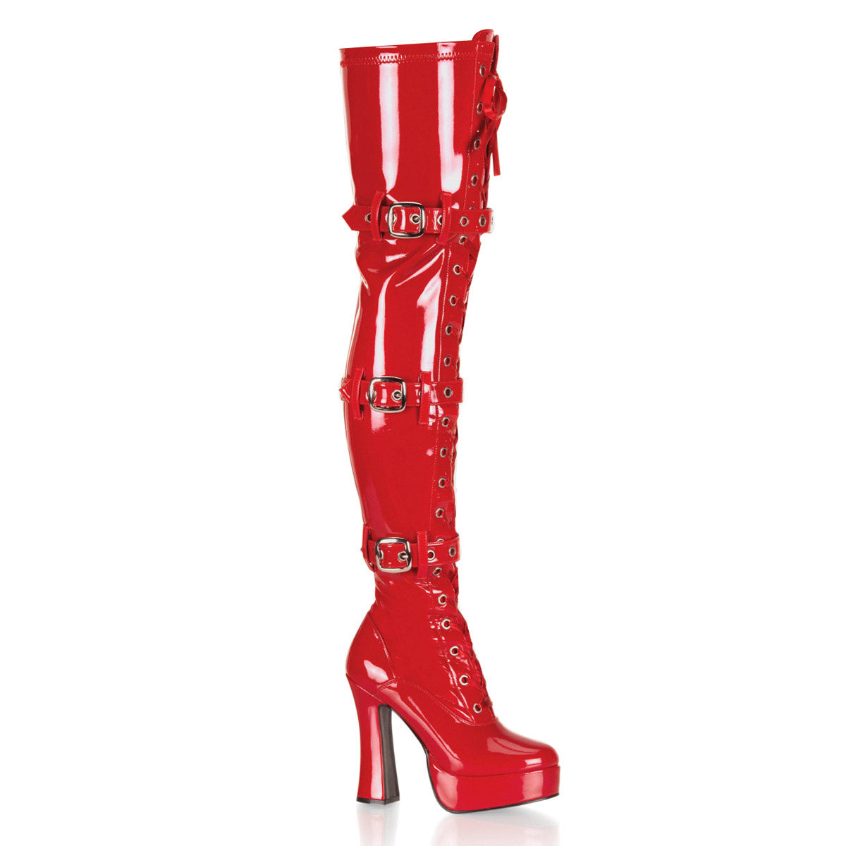 Sexy Buckle Strap Lace Up Thigh High Platform Stack Heel Boots Shoes Pleaser  ELECTRA/3028