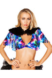 Fringed Shrug With Fur Detail Roma  3252