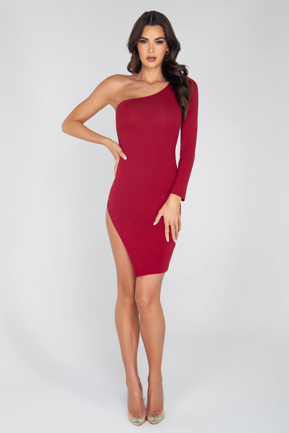 Single Shoulder Split Bodycon Dress Roma  3950