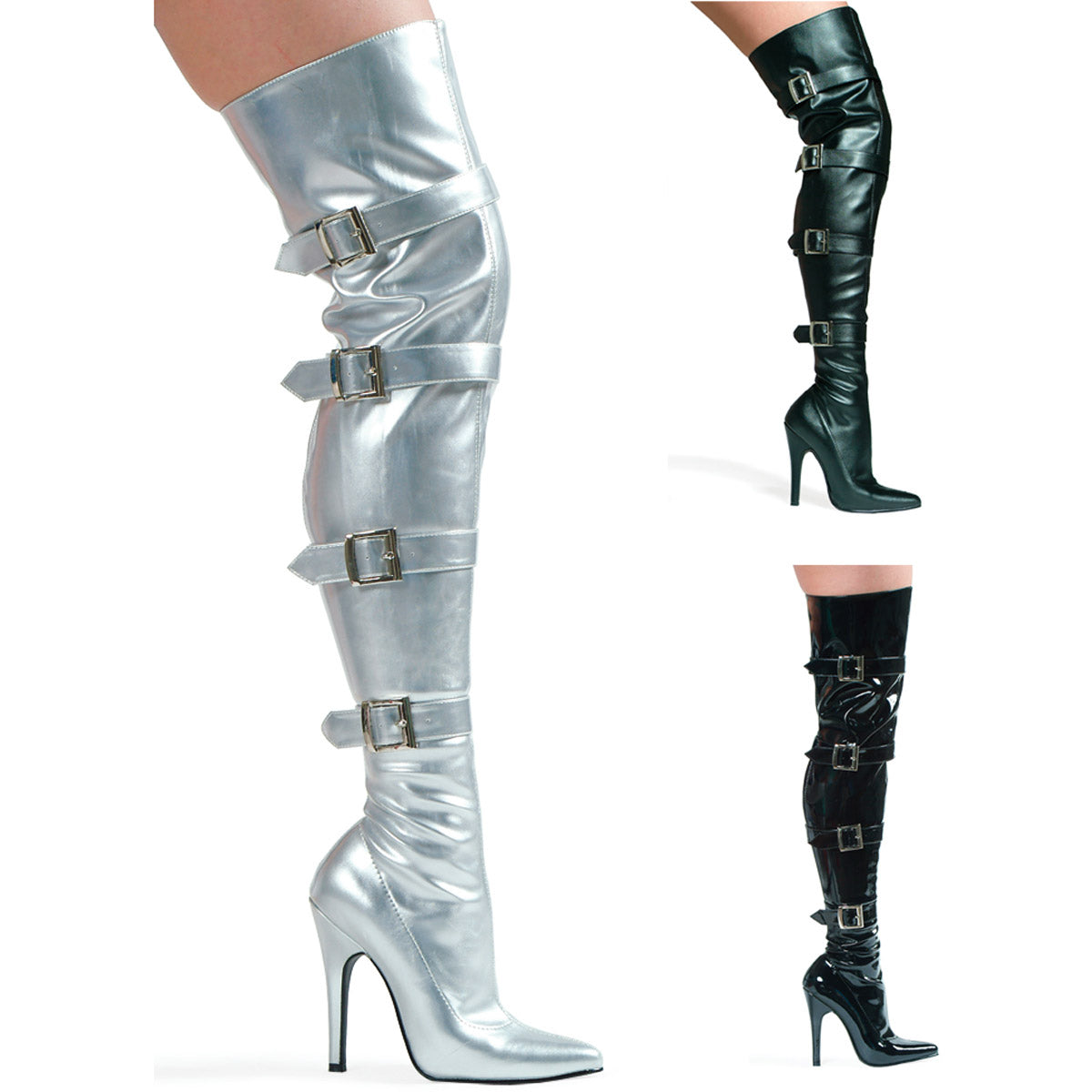 Thigh High Buckle Straps Stiletto Heels Boots Ellie  511/BUCKLEUP