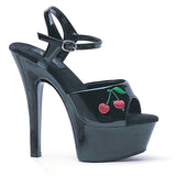 6 Heel Sandal W/ Embroidered Cherry. Ellie ELLIE 601/CHERRY