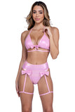 Metallic Iridescent High-Waisted Shorts With Attached Leg Straps & Bow Roma  6457