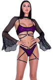 Strappy Fishnet Cropped Top With Shimmer Lining Roma  6495