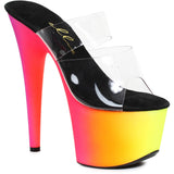 7" Heel 2 Strap Sandal With Rainbow Design Ellie  709/SPECTRUM