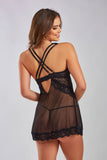 Leopard Lace & Mesh Babydoll Icollection iCollection 8173