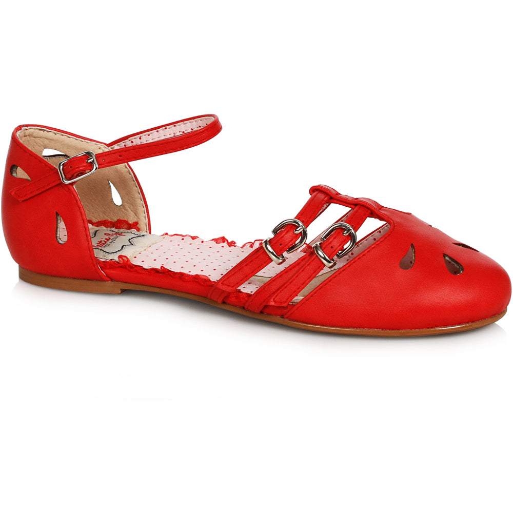 Closed Toe Flat With Cutout Dã©Cor & Buckle Closure Ellie Bettie Page BP100-POLLY