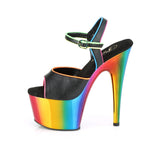 7" Heel, 2" Chrome Plated PF Ankle Strap Sandal Pleaser Pleaser ADORE/709RC/02