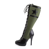 Sexy Army Star Lace Up Stiletto Platform Knee High Heels Boots Shoes Pleaser Funtasma ARENA/2022