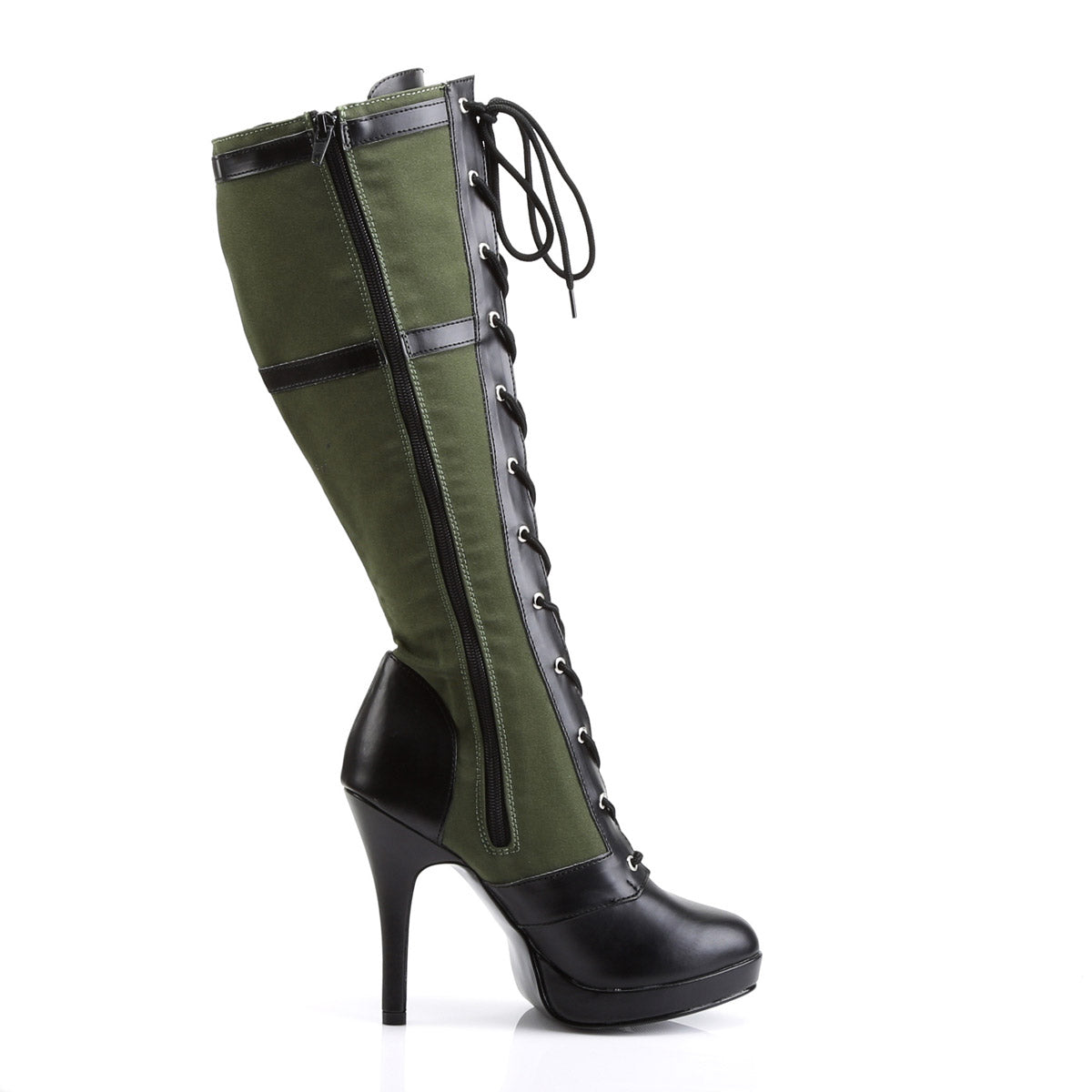 Sexy Army Star Lace Up Stiletto Platform Knee High Heels Boots Shoes Pleaser Funtasma ARENA/2022