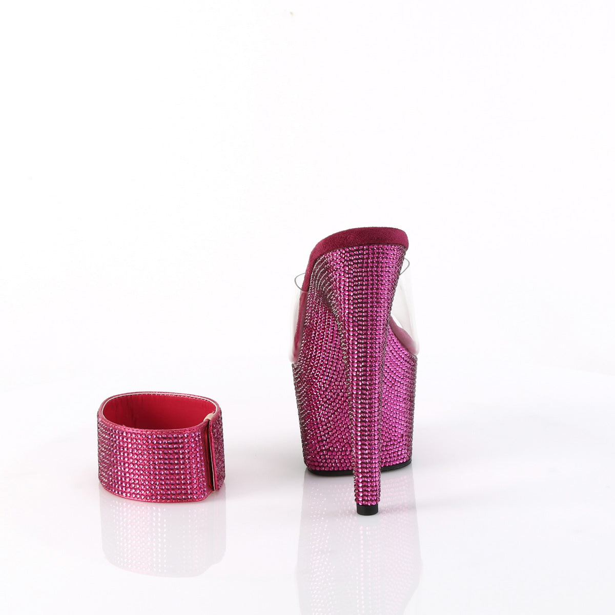 7" Heel, 2 3/4" Pf Rs Embellished Slide W/Matching Cuff Pleaser Pleaser BEJEWELED/712RS