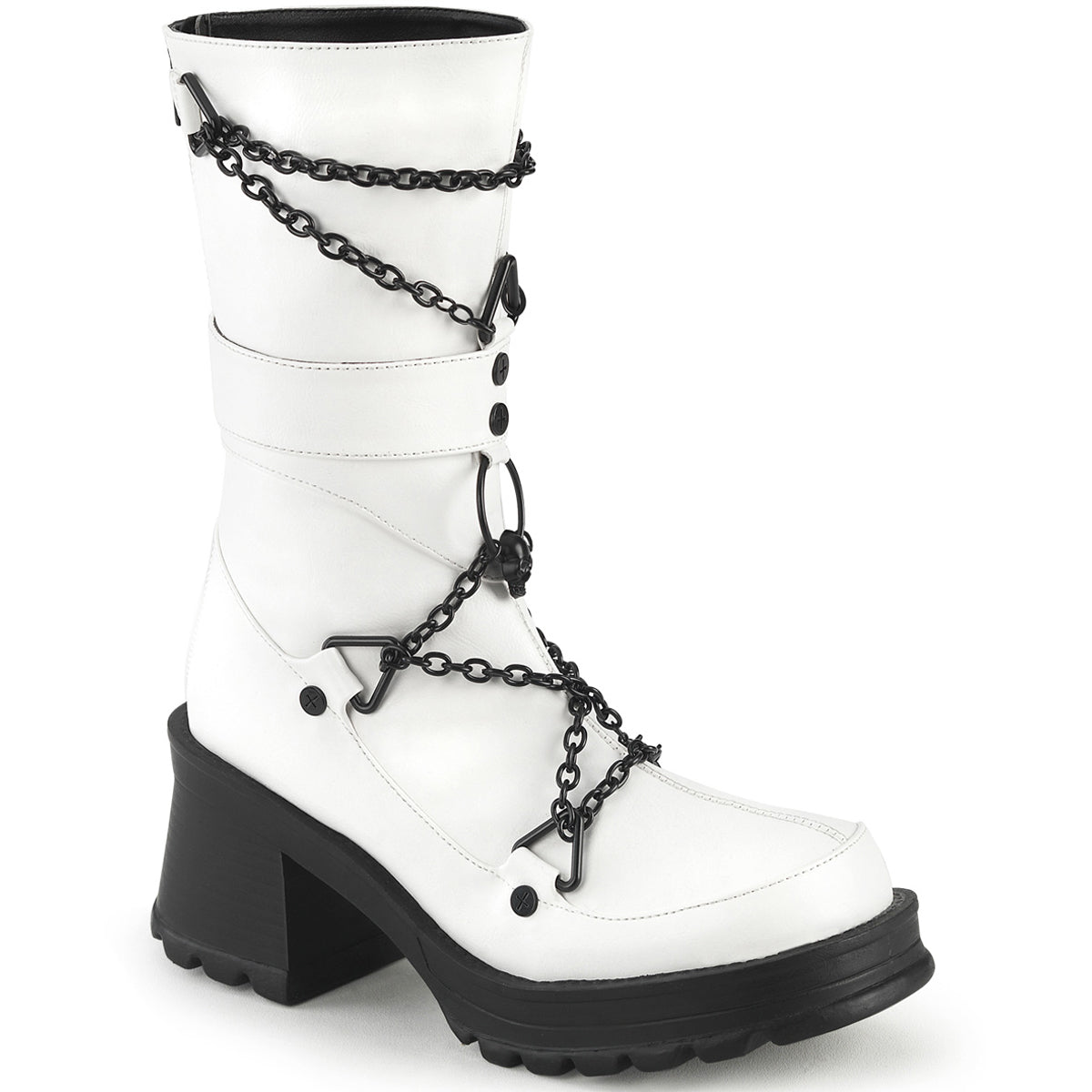 2 3/4" Heel, 1" Platform Mid-Calf Boot, Back Zip Pleaser Demonia BRATTY120/WVL