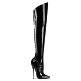 Lace Point Toe Zip Side Stiletto Heel Stretch Thigh High Boots Shoes Pleaser Devious DAGGER/3060