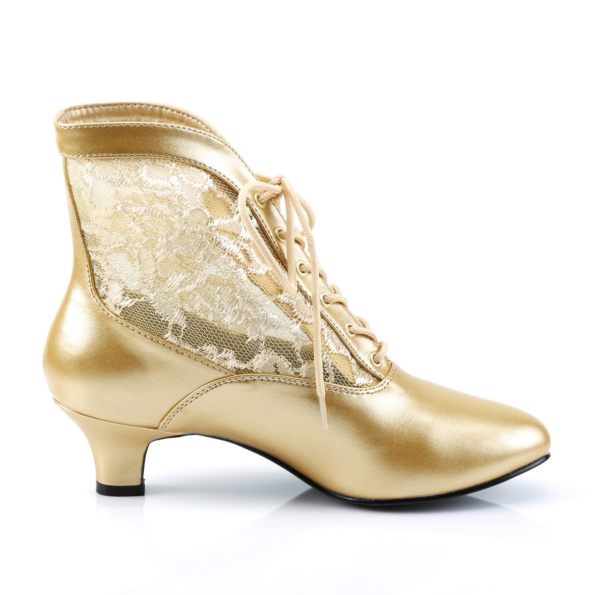 Sexy Lace Victorian Ankle Booties Pioneer No Zip Kitten Heels Shoes Pleaser Funtasma DAME/05