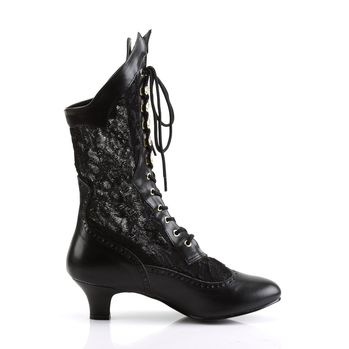 Sexy Lace Victorian Mid Calf Ankle Booties Kitten Heels Boots Shoes Pleaser Funtasma DAME/115