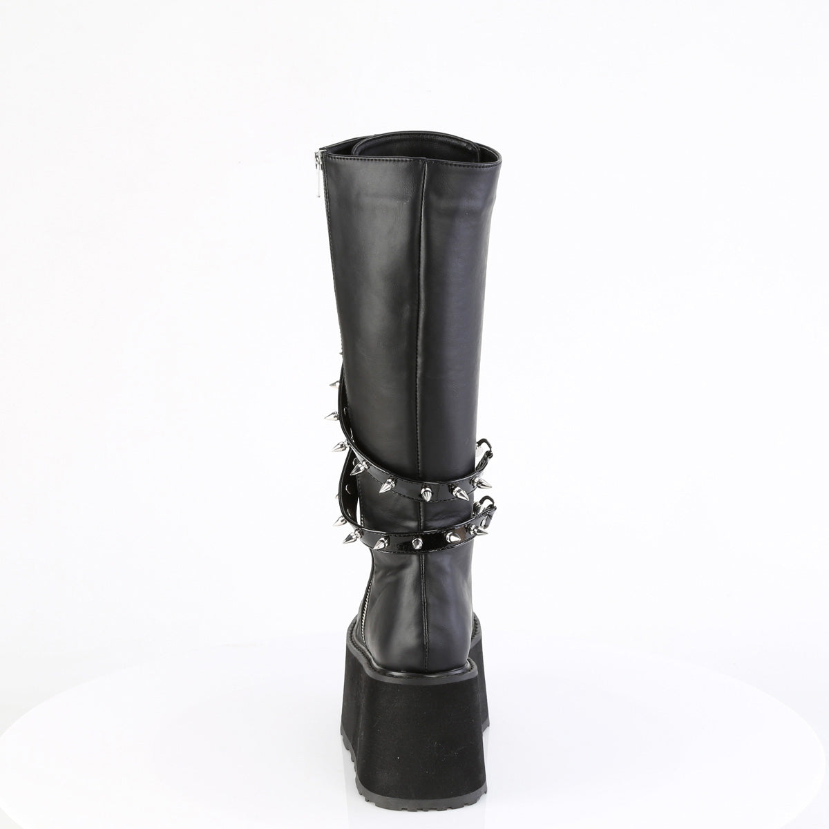3 1/2" Pf Lace-Up Knee High Boot, Outside Zip Pleaser Demonia DAMNED/220