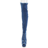 6" Heel, 1 3/4 PF Open Heel/Toe Thigh High Boot, Side Zip Pleaser Pleaser DELIGHT/3030