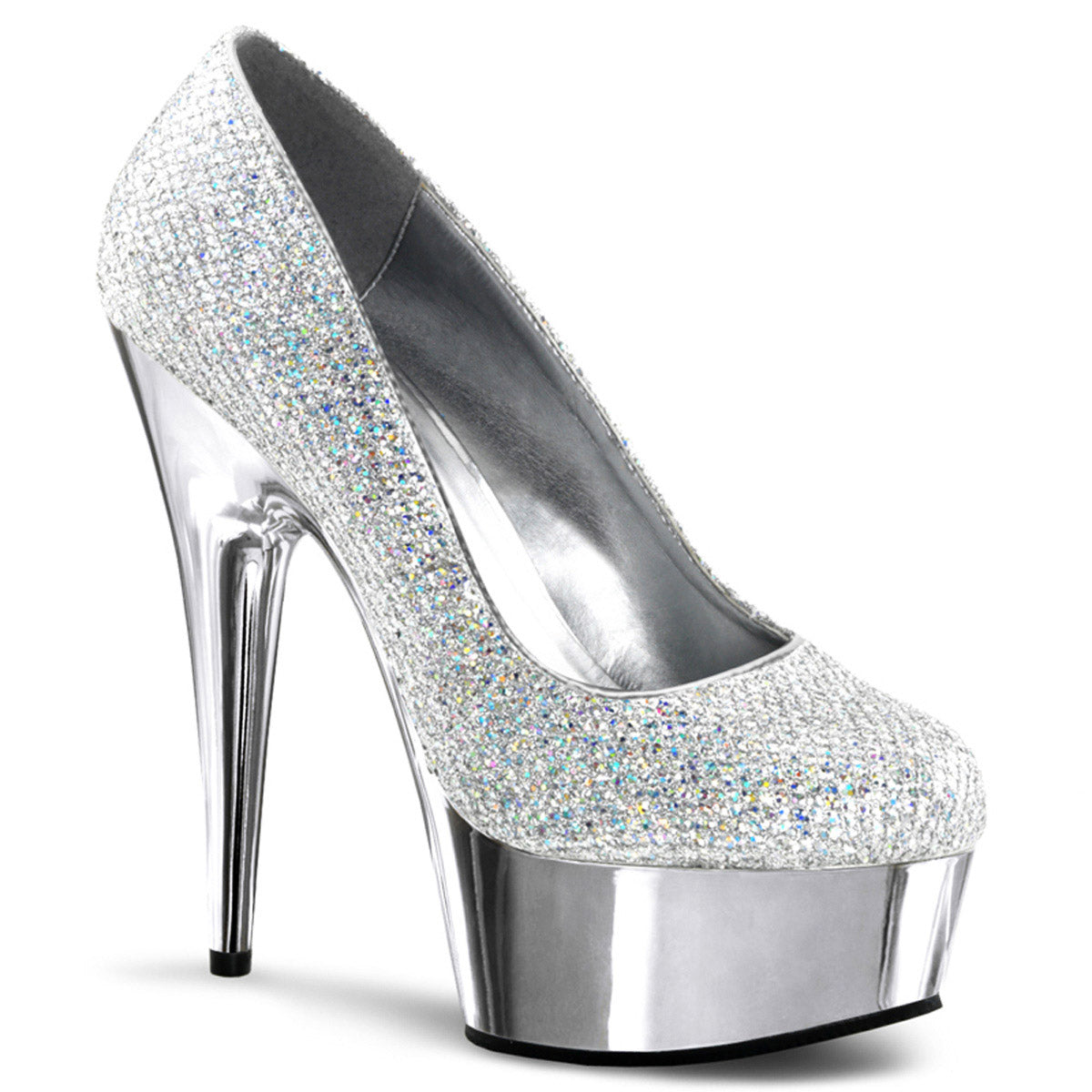 Elegant Jeweled Chrome Platform Stiletto Pumps High Heels Shoes Pleaser Pleaser DELIGHT/685G