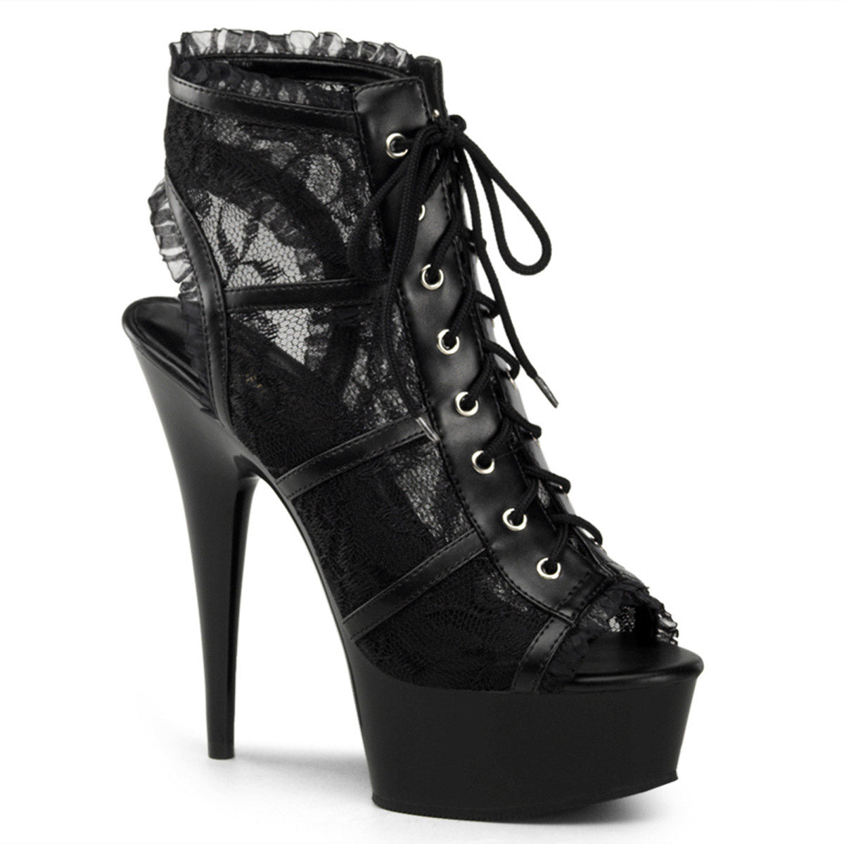 Sexy Corset Lace Peep Toe Platform Stiletto Sandals High Heels Shoes Pleaser Pleaser DELIGHT/696LC