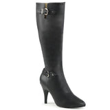 4" Heel Knee Boot Blk Faux Leather Pleaser Pink Label DREAM/2030