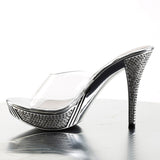 Sexy Rhinestone Platform Slide Mules Stiletto High Heels Shoes Pleaser Fabulicious ELEGANT/401