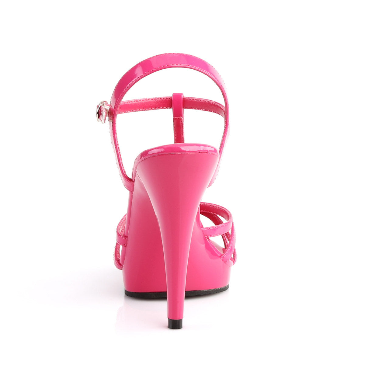 4 1/2" Heel, 1/2" PF T-Strap Sandal Hot Pink Pat/Hot Pink Pleaser Fabulicious FLAIR/420