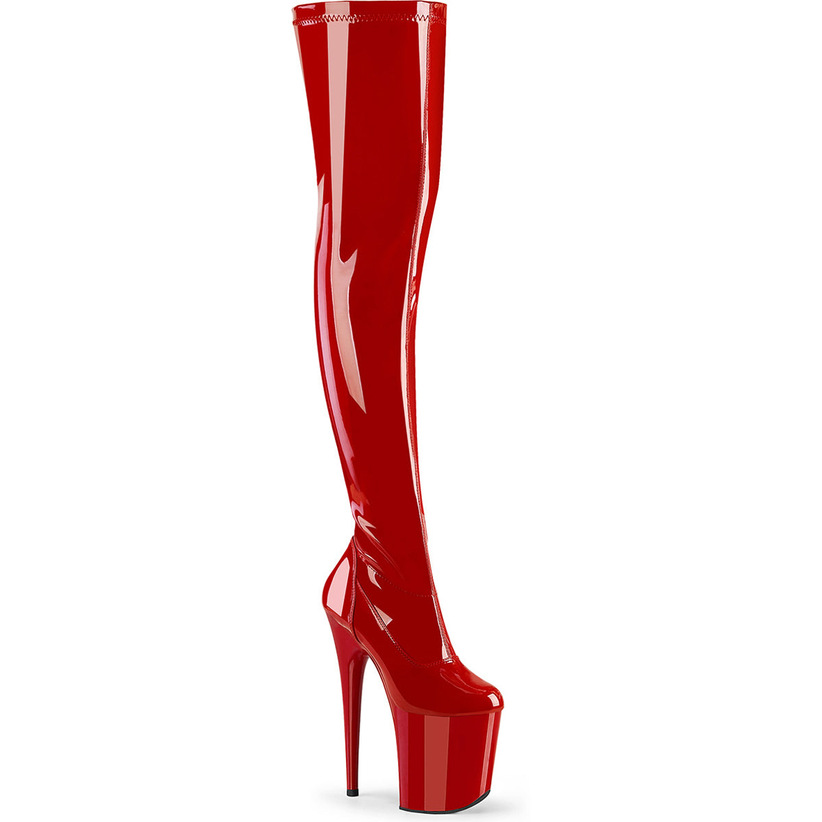 8" Heel, 4" Pf Stretch Thigh Boot, Side Zip Pleaser Pleaser FLAMINGO/3000