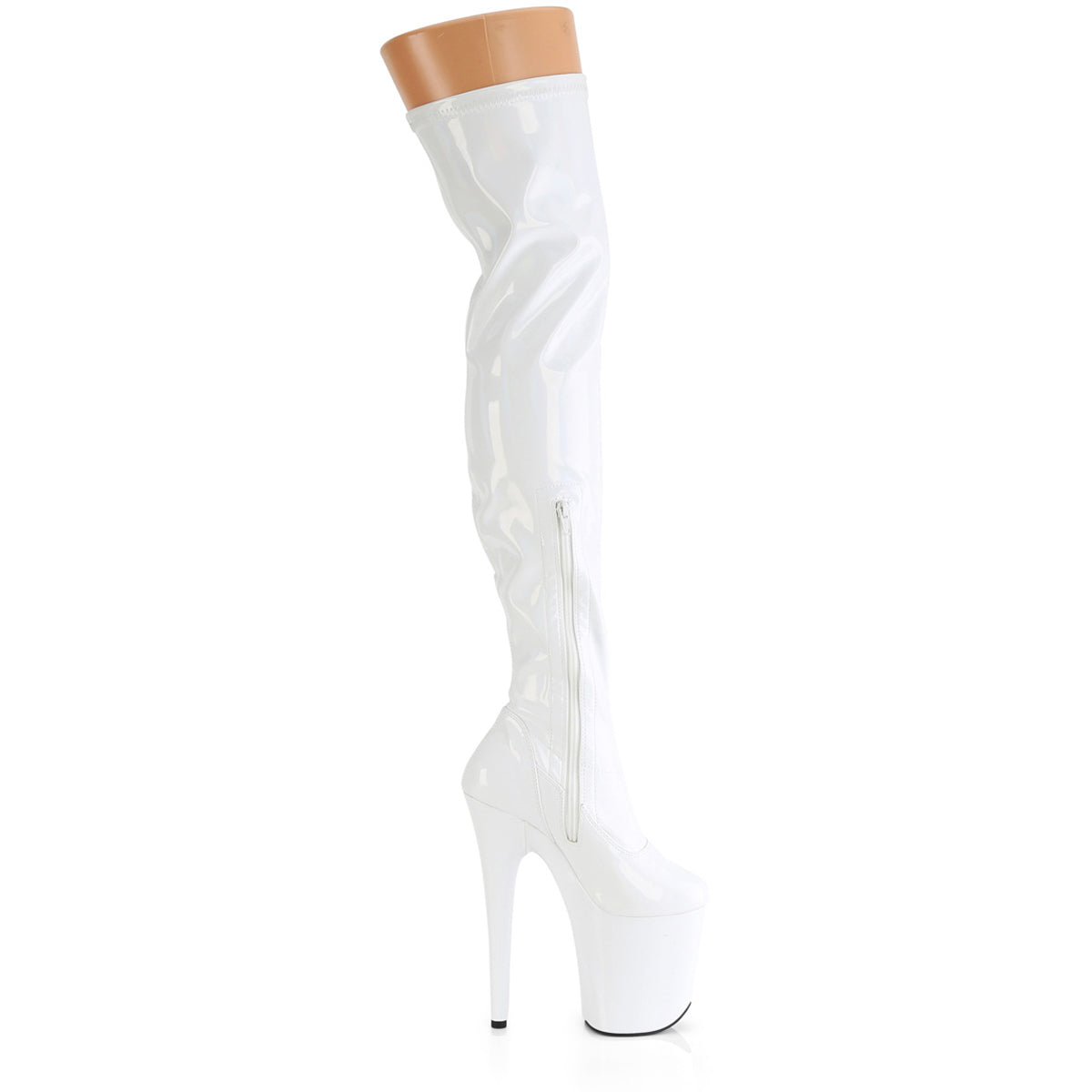 8" Heel, 4" Pf Stretch Thigh Boot, Side Zip Pleaser Pleaser FLAMINGO/3000HWR