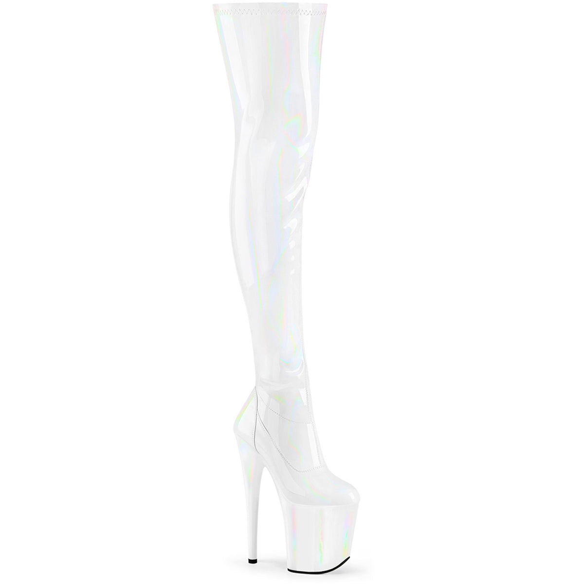 8" Heel, 4" Pf Stretch Thigh Boot, Side Zip Pleaser Pleaser FLAMINGO/3000HWR