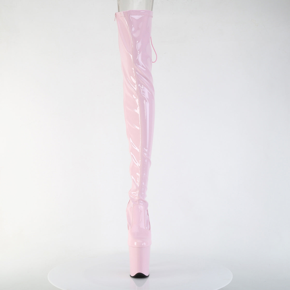 8" Heel, 4" Pf Lace-Up Back Stretch Thigh Boot, Side Zip Pleaser Pleaser FLAMINGO/3850