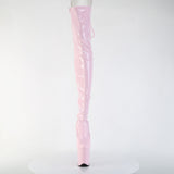 8" Heel, 4" Pf Lace-Up Back Stretch Thigh Boot, Side Zip Pleaser Pleaser FLAMINGO/3850