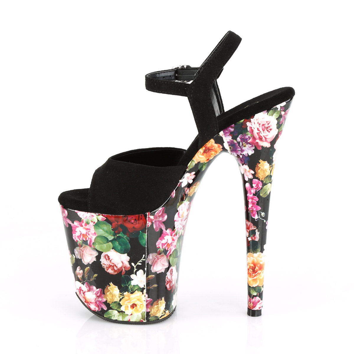 8" Heel, 4" PF Ankle Strap Sandal w/ Flower Print Pleaser Pleaser FLAMINGO/809WR