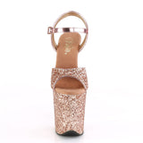 8" Heel, 4" PF Glitter Ankle Strap Sandal Pleaser Pleaser FLAMINGO/810LG