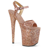 8" Heel, 4" PF Glitter Ankle Strap Sandal Pleaser Pleaser FLAMINGO/810LG