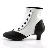 Kitten Heel Wingtip Two Tone Button Snap Spat Ankle Boots Shoes Pleaser Bordello FLORA/1023