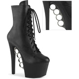 7" Heel, 2 3/4" Pf Ankle Boot W/Brass Knuckles, Side Zip Pleaser Pleaser KNUCKS/1020