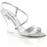 Sexy Rhinestone Slingback Sandals Clear Wedge High Heels Shoes Pleaser Fabulicious LOVELY/417