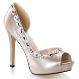 Jewel Lined Platform Stiletto Half D'Orsay Pumps High Heels Shoes Pleaser Fabulicious LUMINA/38