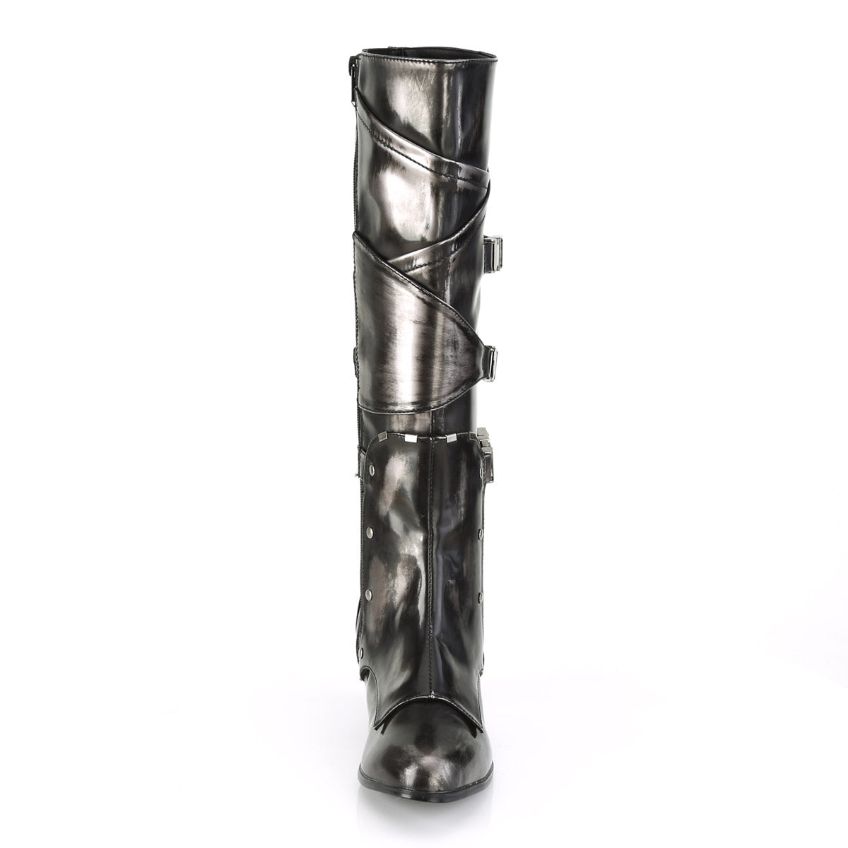 2 1/2" Block Heel Knee High Boot W/ Buckle Strap, Side Zip Pleaser Funtasma MAIDEN/8820