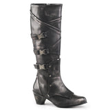 2 1/2" Block Heel Knee High Boot W/ Buckle Strap, Side Zip Pleaser Funtasma MAIDEN/8820