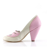 3 3/4" Cone Heel Maryjane Pump B. Pink-Cream Faux Leather Pleaser Pin Up Couture POPPY/18