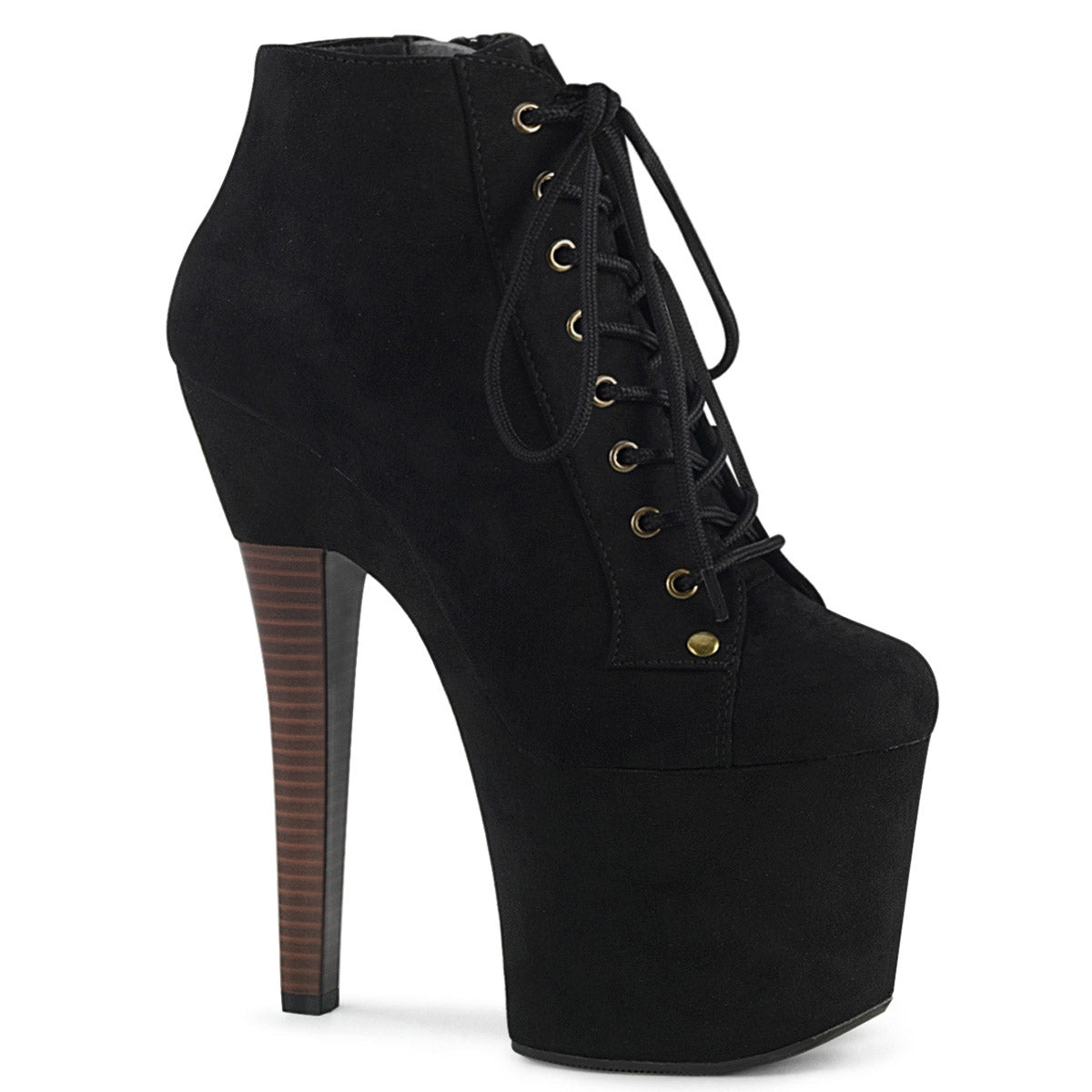 7" Heel, 3 1/4" Pf Lace-up Front Ankle Bootie, Inside Zip Pleaser Pleaser RADIANT/1005