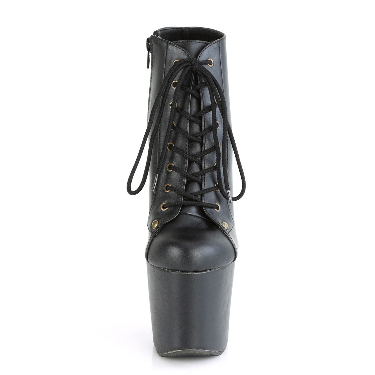 7" Heel, 3 1/4" Pf Lace-up Front Ankle Bootie, Inside Zip Pleaser Pleaser RADIANT/1005