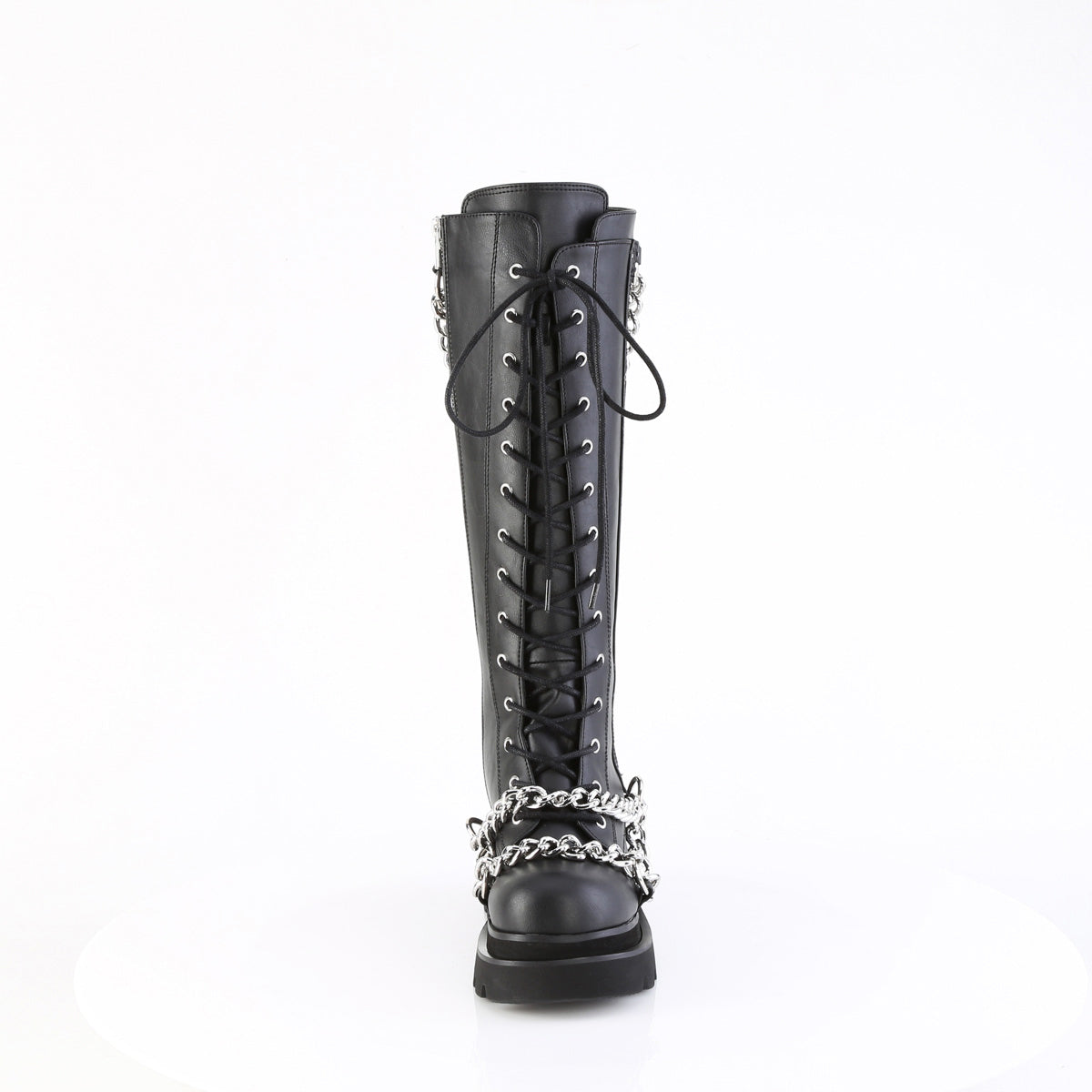 2 1/2" Tiered Pf Lace-Up Knee High Boots, Inside Zip Pleaser Demonia RENEGADE/215