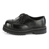 3 Eyelet Unisex Steel Toe Classic Shoe, Rubber Sole Pleaser Demonia RIOT/03