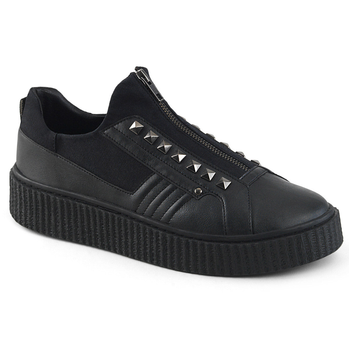 1 1/2" PF Round Toe Zip Front Low Top Creeper Sneaker Pleaser Demonia SNEEKER/125