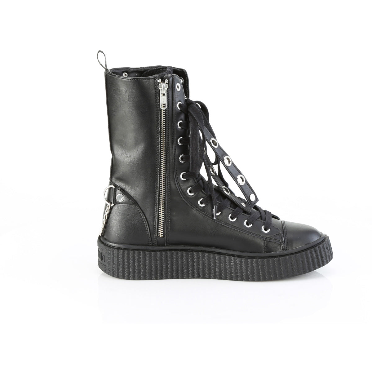 1 1/2"Pf Round Toe Lace Up Front Calf High Creeper Sneaker Pleaser Demonia SNEEKER/325