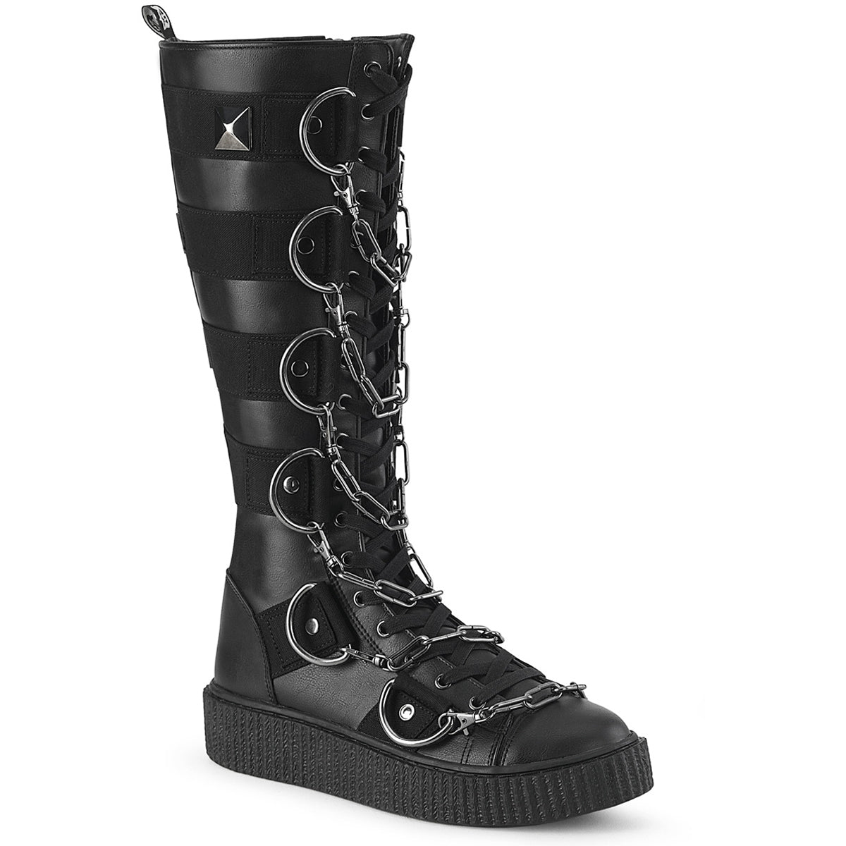 1 1/2"Pf Round Toe Lace Up Front Knee High Creeper Sneaker Pleaser Demonia SNEEKER/405