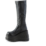 4 3/4" Wedge Pf Str Knee High Boot, Back Zip Pleaser Demonia STO200/BVL