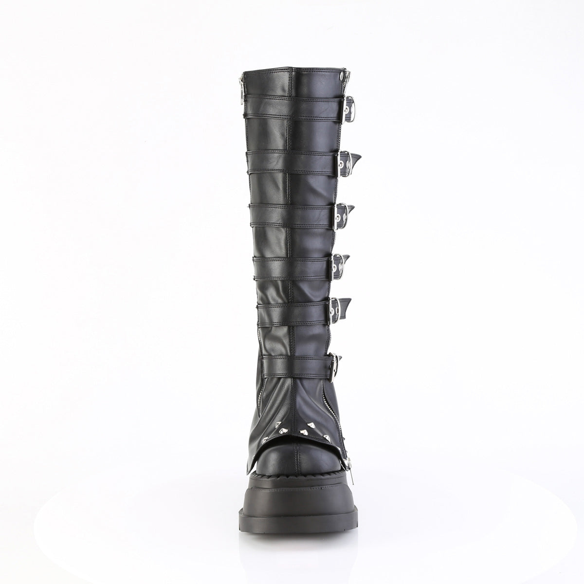 4 3/4" Wedge Pf Str Knee High Boot, Inside Zip Pleaser Demonia STOMP/223