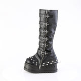 4 3/4" Wedge Pf Str Knee High Boot, Inside Zip Pleaser Demonia STOMP/223